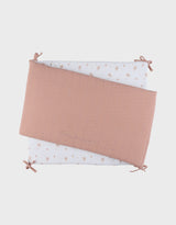 Tour de lit, mousseline de coton bio fleurs d’antan