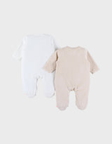 Lot de 2 pyjamas bébé, velours zèbre