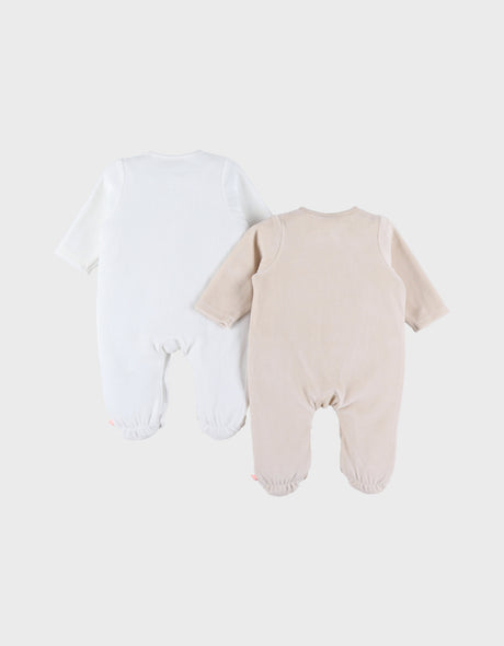 Lot de 2 pyjamas bébé, velours zèbre