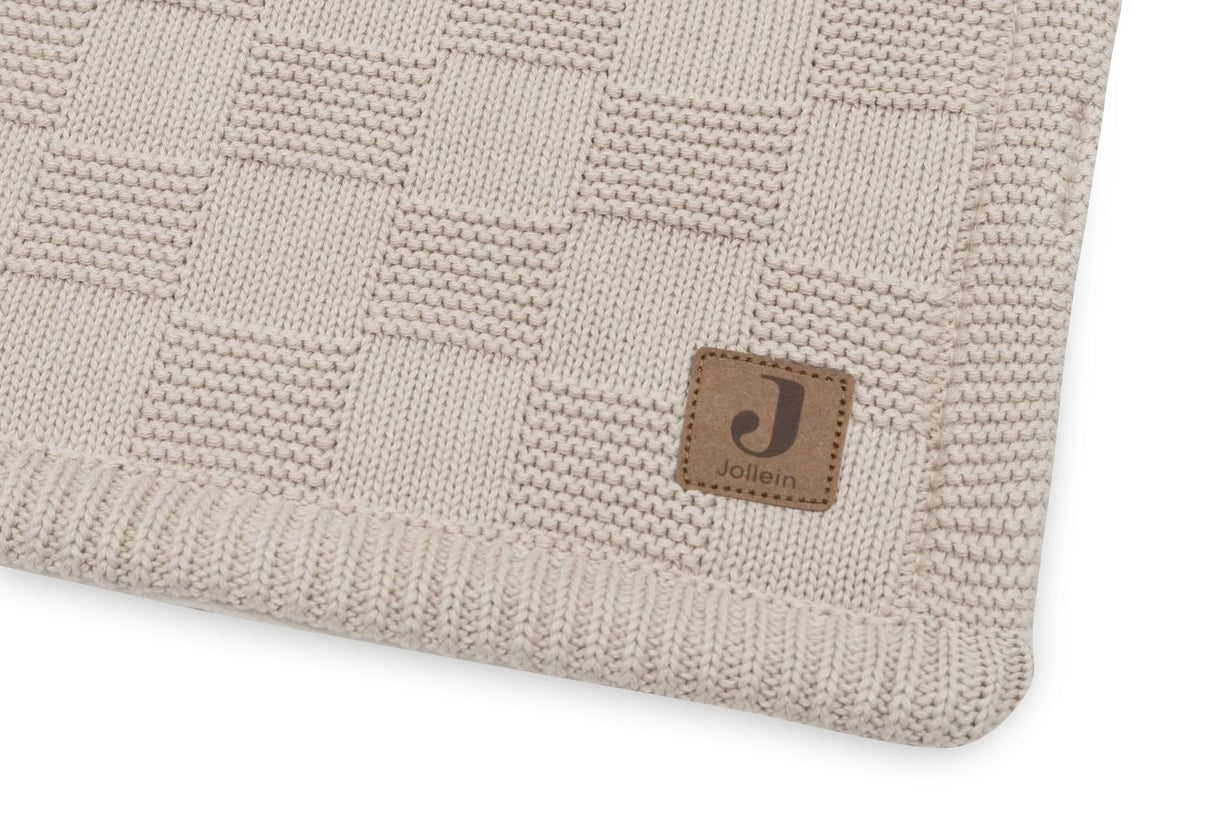 Couverture Berceau 75x100cm Box Knit - Warm Sand/Velvet - GOTS