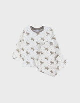 Pyjama 2 pièces en velours blanc avec dessins zèbre