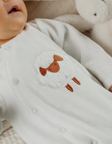 Pyjama bébé en velours blanc avec broderie mouton