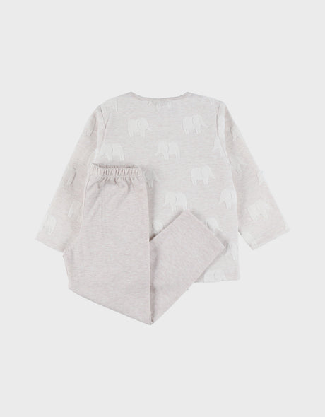 Pyjama bébé, coton jacquard éléphant gris