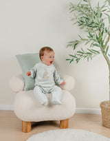 Pyjama bébé en velours aqua à broderie lapin