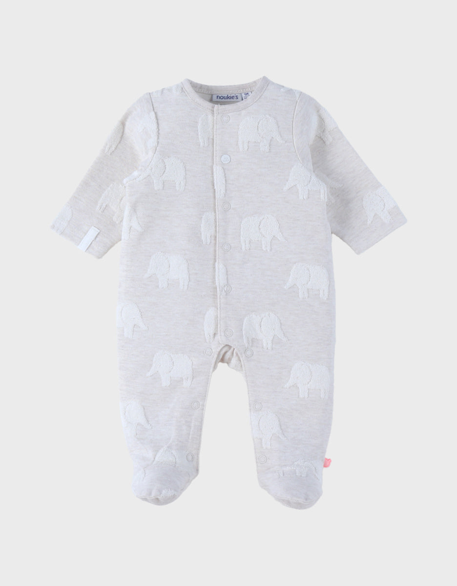 Pyjama bébé, coton jacquard éléphant gris