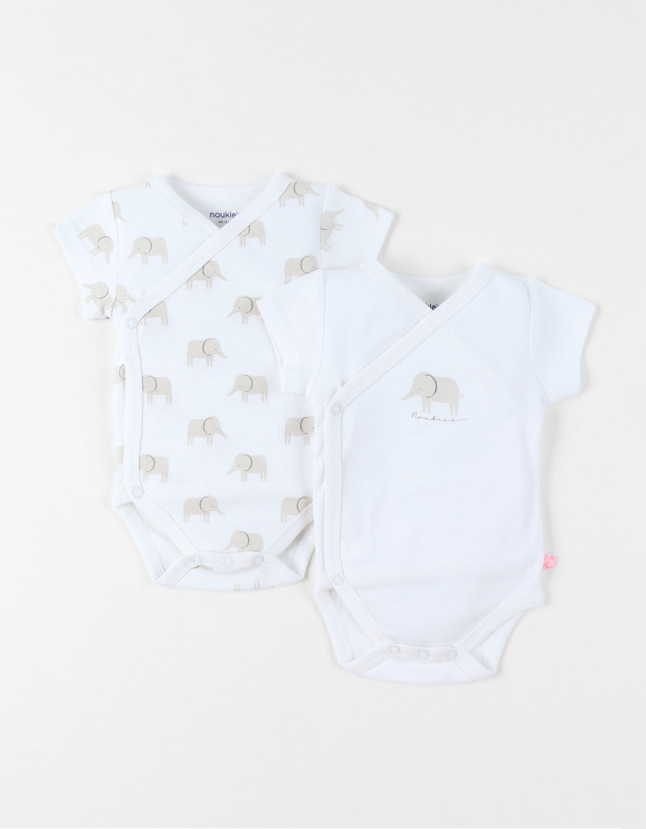 Set 2 bodys croisés Eléphant beige