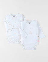 Set 2 bodys croisés Tortues Blanc