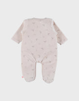 Pyjama bébé en velours écru avec broderie phoque