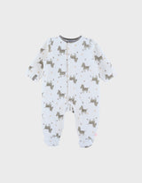 Pyjama bébé en velours à motif blanc zèbre