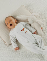 Pyjama bébé en velours blanc avec broderie mouton