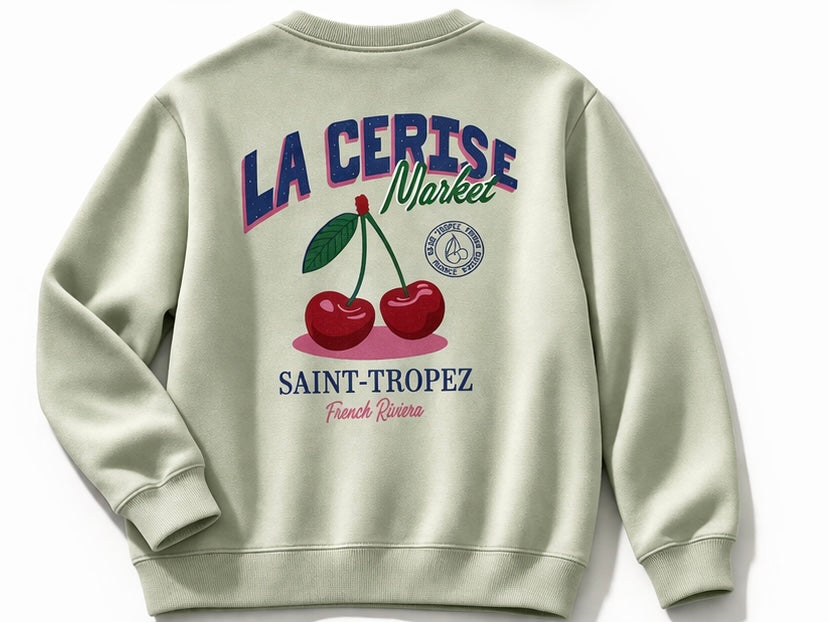 Sweat Cerise vert d'eau