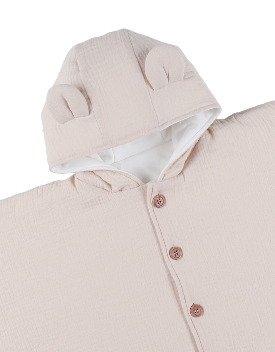Poncho bébé, mousseline de coton bio beige