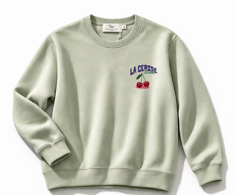 Sweat Cerise vert d'eau