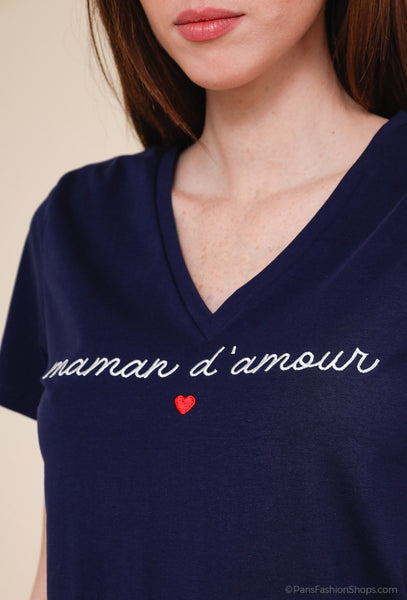 T Shirt Maman d'amour Bleu marine