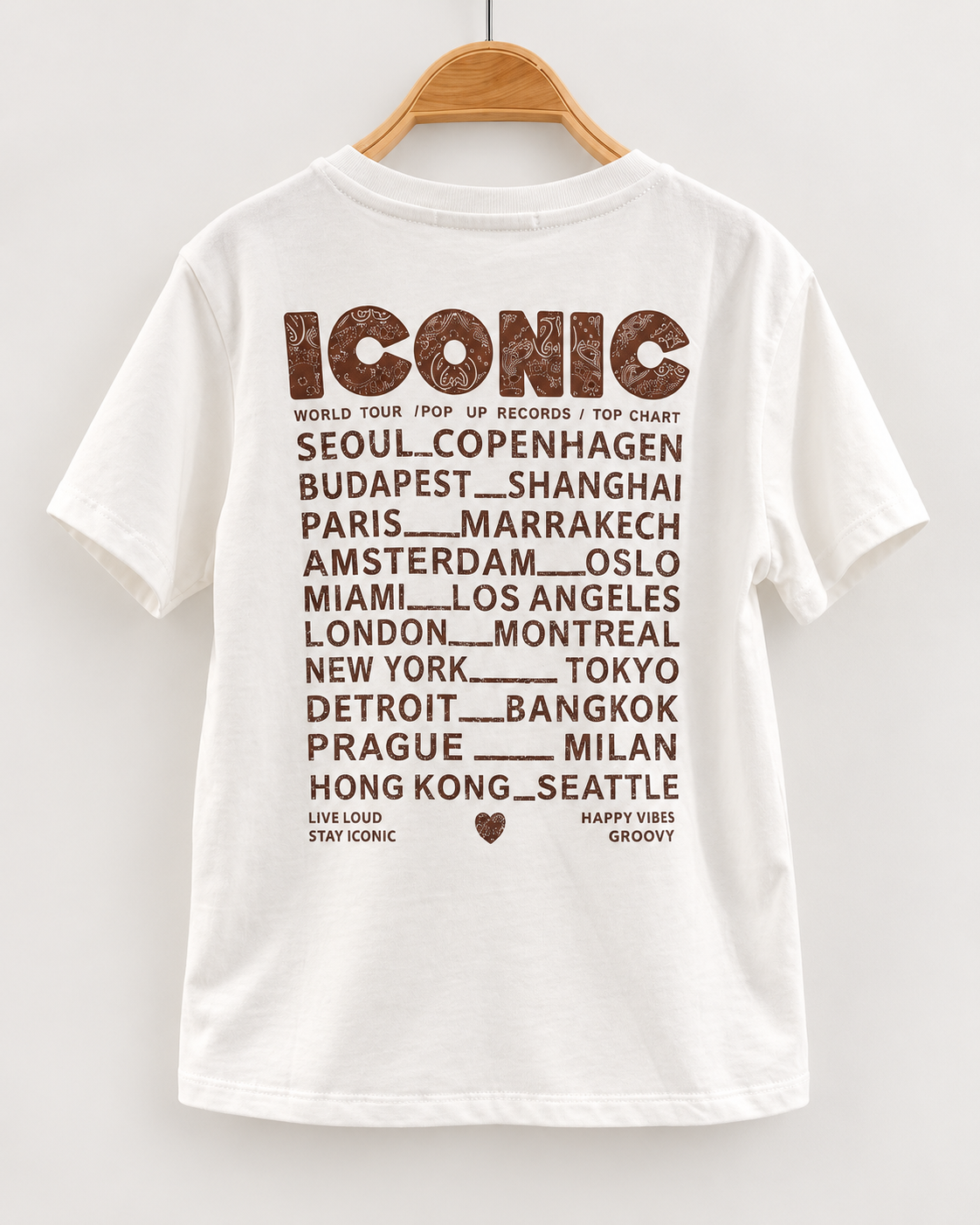 T-shirt ICONIC Bandana Blanc/chocolat