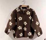 Veste moumoute FLEURS Chocolat