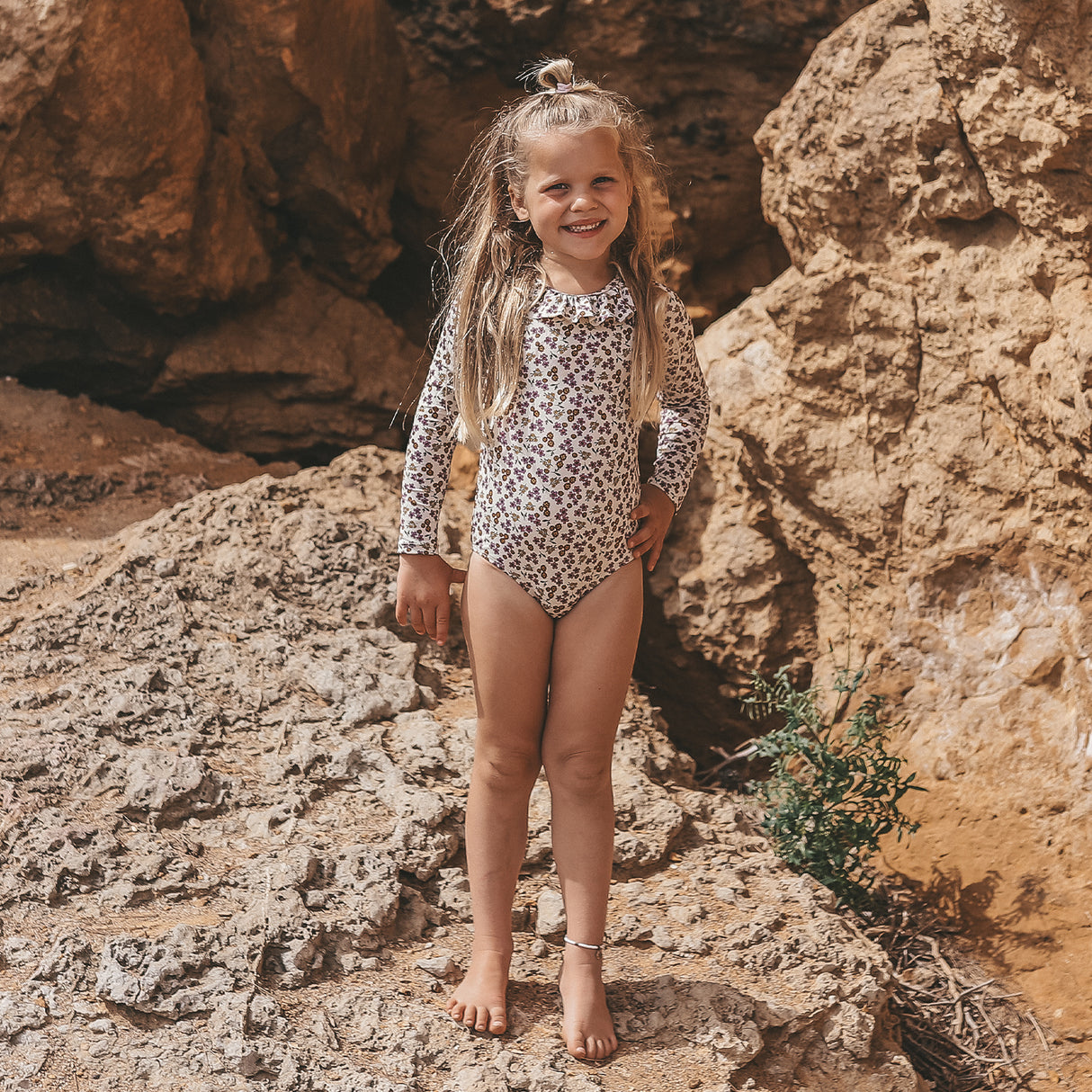 Maillot Taïs fleuri lila