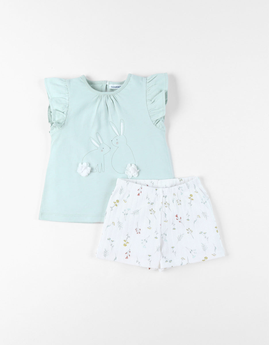 Pyjama Pretty flowers Vert/Blanc